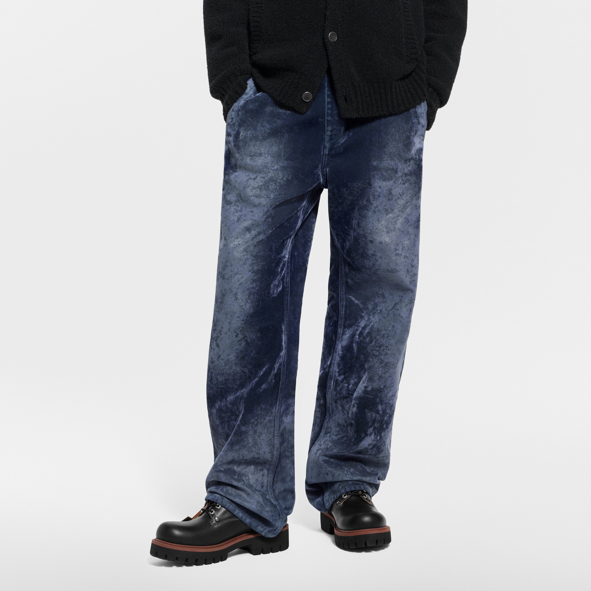 Men - Velvet Denim Trousers With Monogram Details  Men Ready-to-Wear Denim Collection | LOUIS VUITTON (Product zoom)