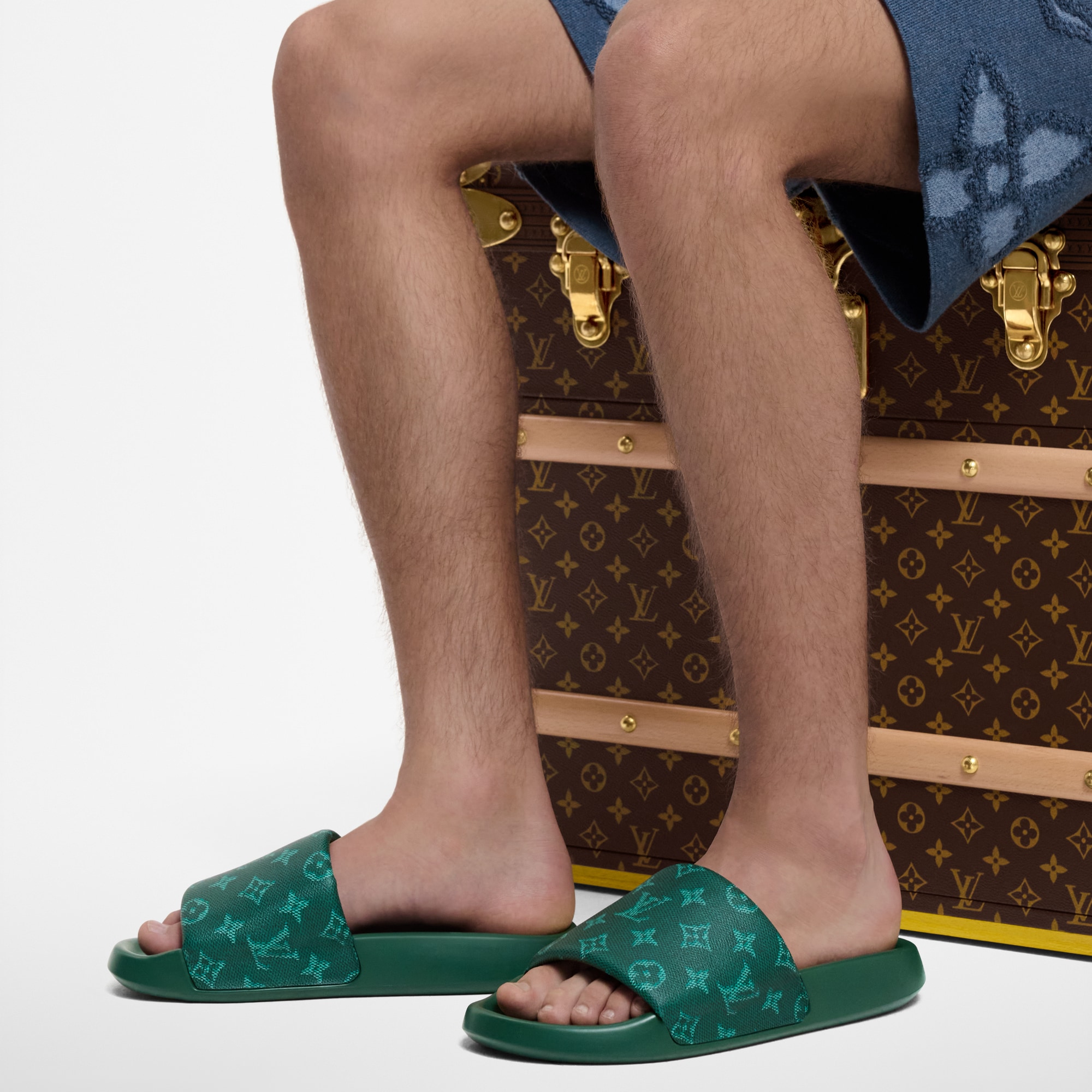 Louis Vuitton waterfront mules Louis Vuitton Rubber Monogram Eclipse Mens Waterfront Mules  main image 2