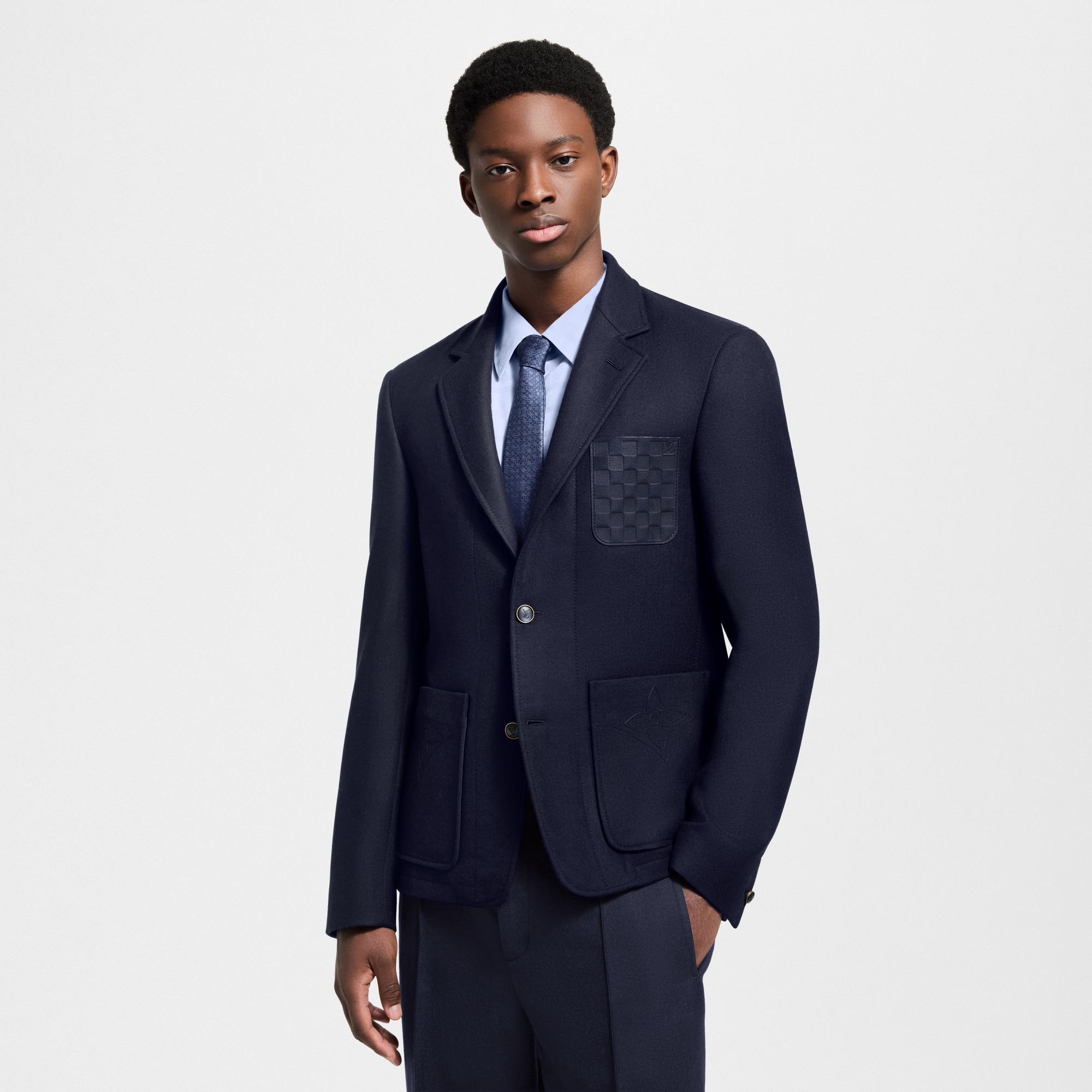 Men - Wool-Silk Blend Flannel Blazer  Men Ready-to-Wear Blazers and Jackets | LOUIS VUITTON (Product zoom)
