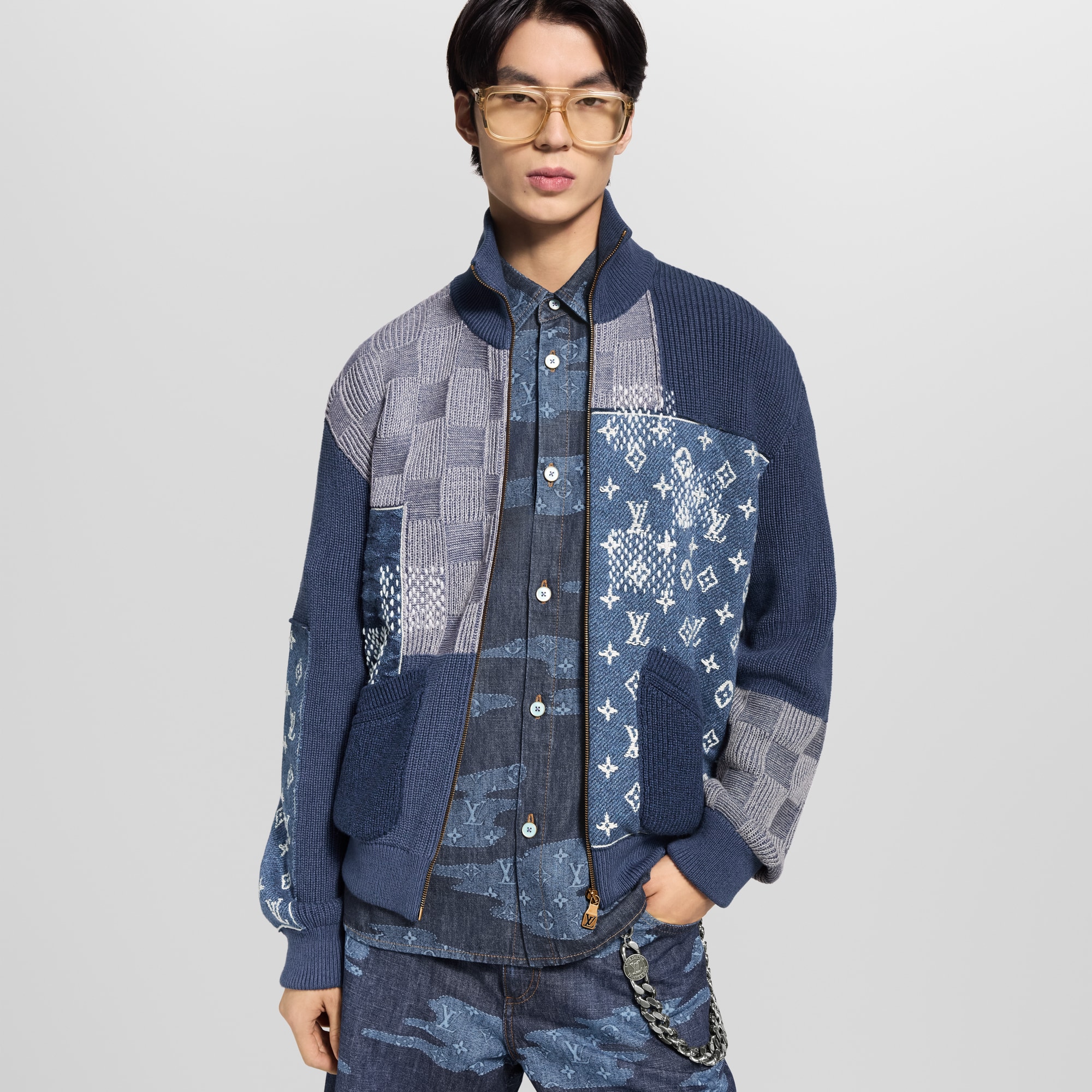 Men - Zip Up Patchwork Tracktop  Men Ready-to-Wear All Ready-to-Wear | LOUIS VUITTON (Product zoom)
