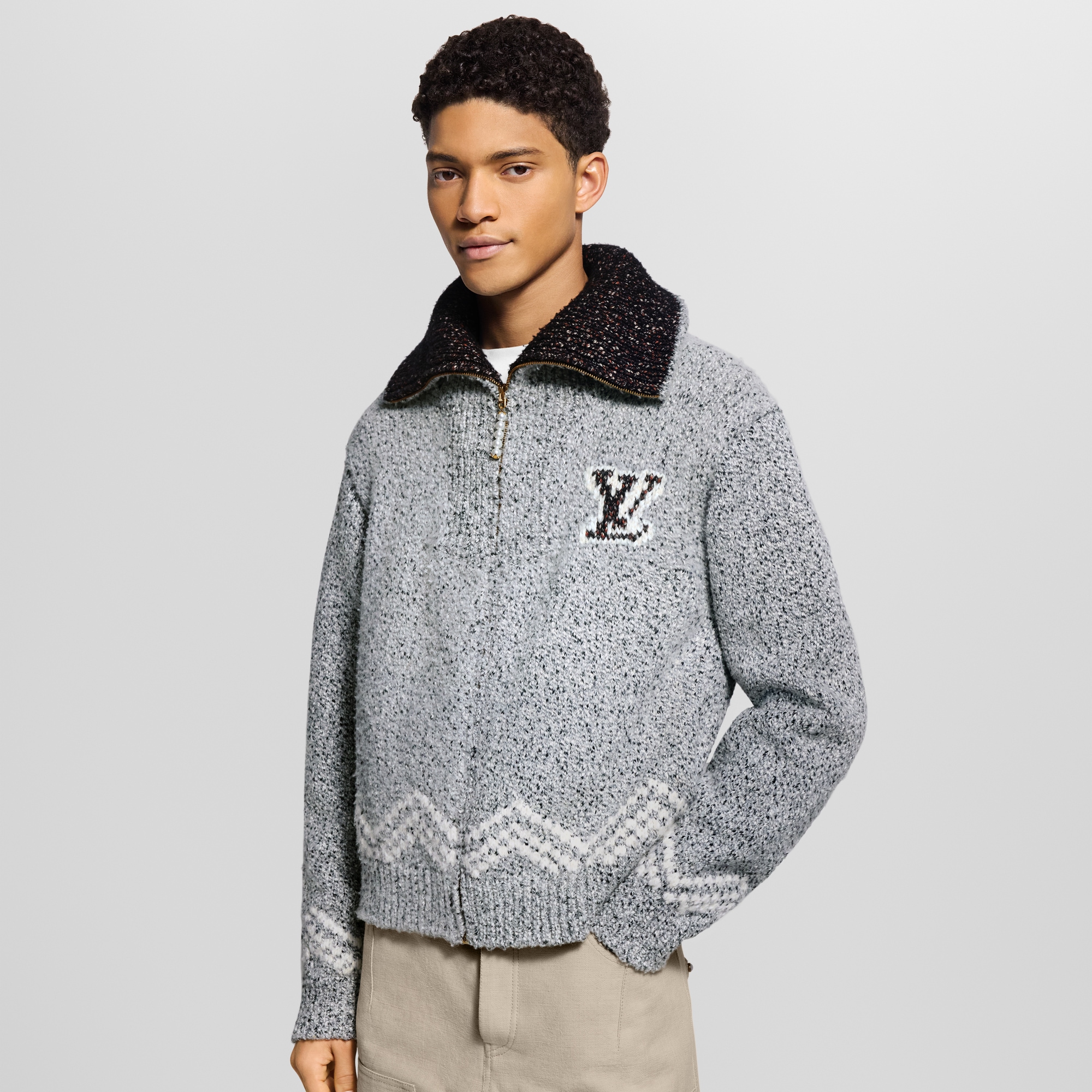 Men - Zipped Knitted Blouson  Men Ready-to-Wear All Ready-to-Wear | LOUIS VUITTON (Product zoom)