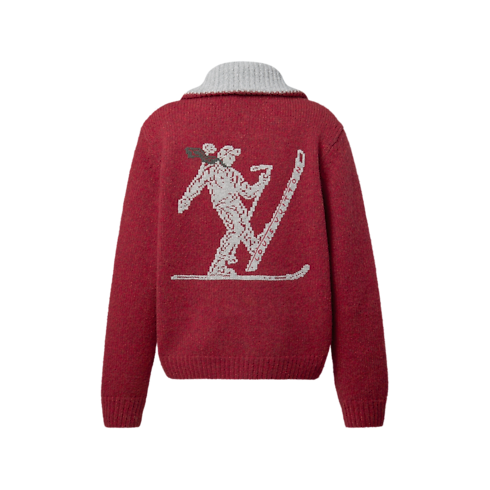 Men - Zipped Knitted Jacket With Signature Motif Men Ready-to-Wear All Ready-to-Wear | LOUIS VUITTON (Product zoom)