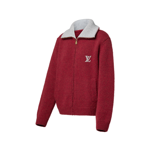Men - Zipped Knitted Jacket With Signature Motif Men Ready-to-Wear All Ready-to-Wear | LOUIS VUITTON (Product zoom)