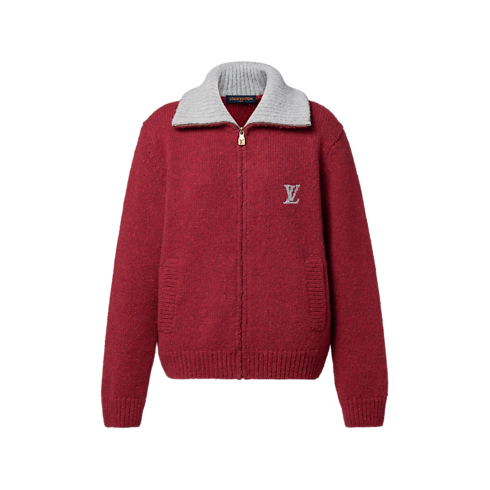 Men - Zipped Knitted Jacket With Signature Motif Men Ready-to-Wear All Ready-to-Wear | LOUIS VUITTON (Product zoom)